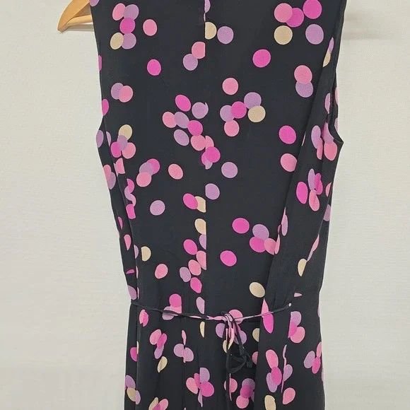 Vintage‎ DEPECHE MODE Yves Cossette Black Pink Polka Dot Silk Wrap Dress Size 6 - Picture 8 of 9